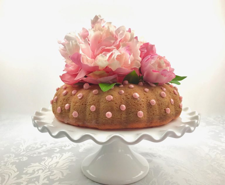 Strawberry Coconut Hobnail Bundt Cake