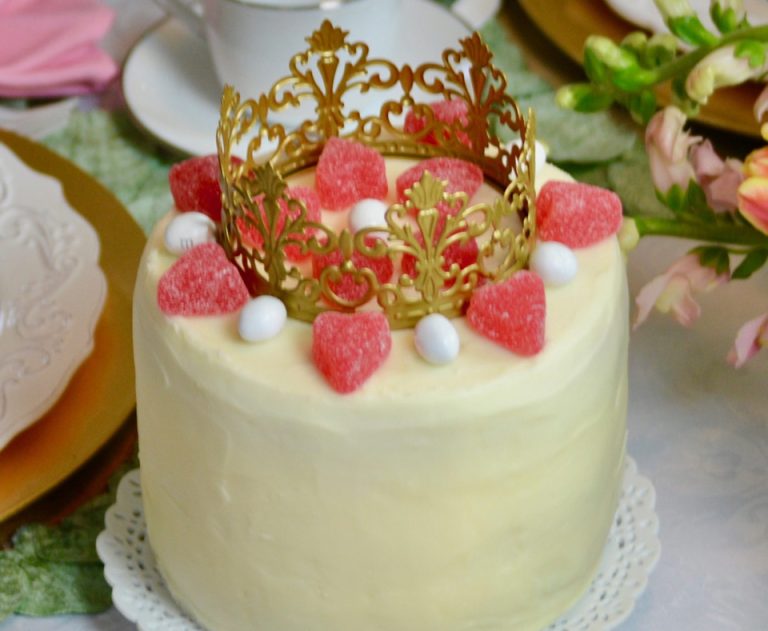 Vanilla Almond Cherry Crown Cake