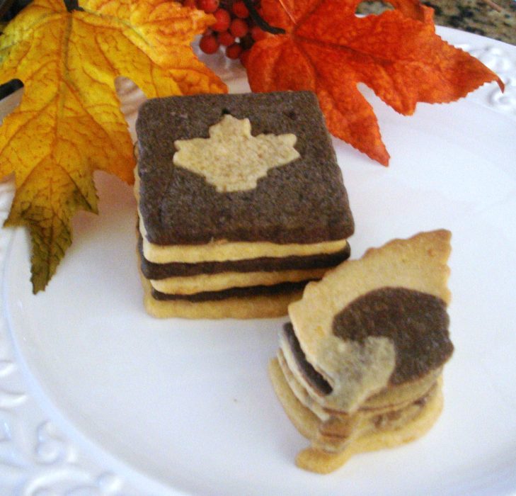 Autumn Leaf Two Toned Cookies Stacked Lizbushong.com