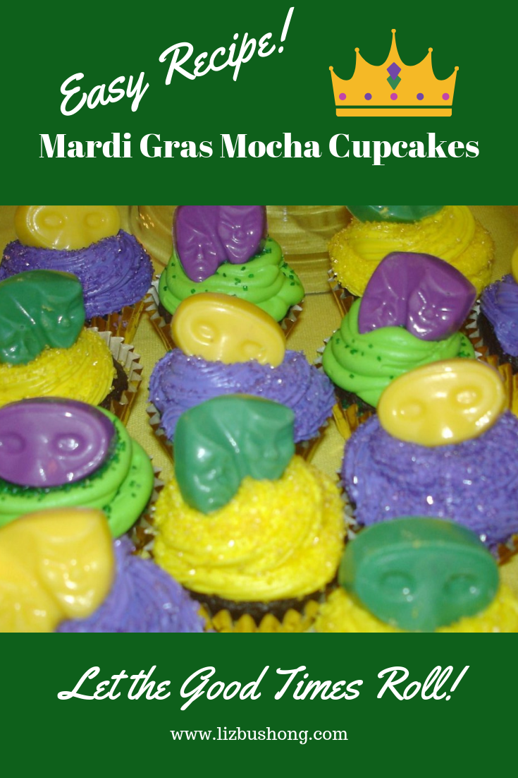 How to make Mardi Gras Mocha Cupcakes, lizbushong.com