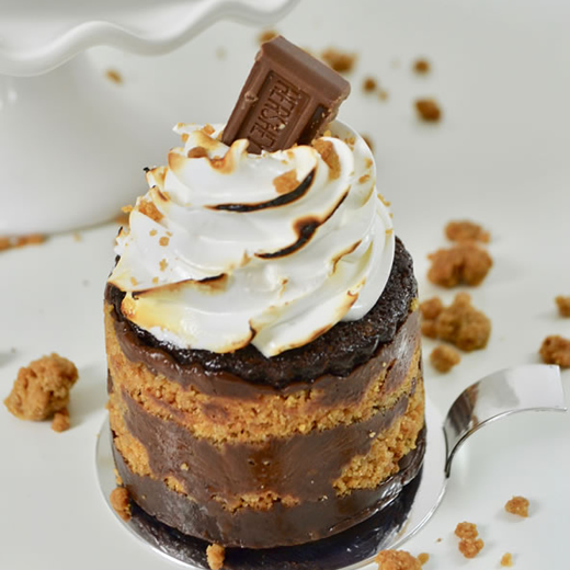 Mini Triple Brownie Ganache Smore Cakes lizbushong.com