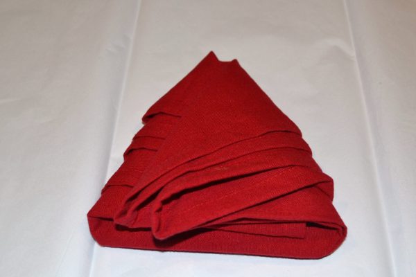 How to make red Christmas Tree Napkin Fold lizbushong.com