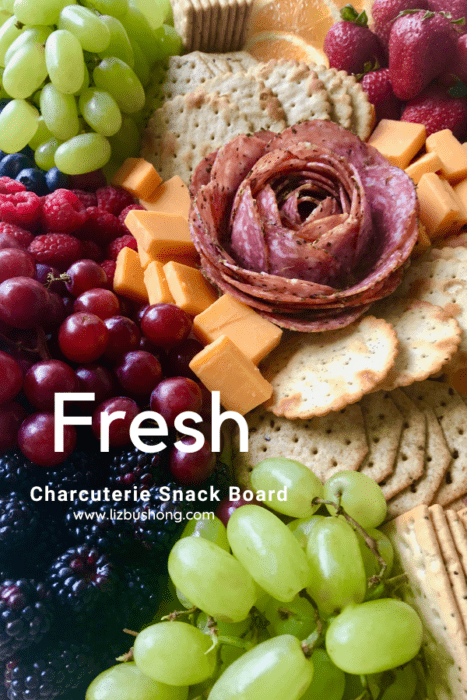 How to make a Fresh Fruit & Cheese Charcuterie Salami Rose Board Lizbushong.com