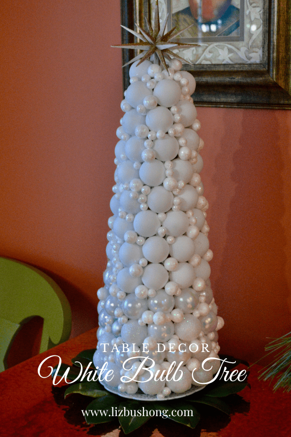 Christmas White Bulb cone tree centerpiece lizbushong.com