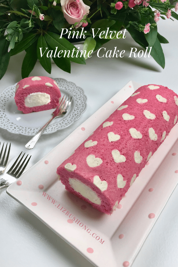 How to make Pink Velvet heart cake roll lizbushong.com