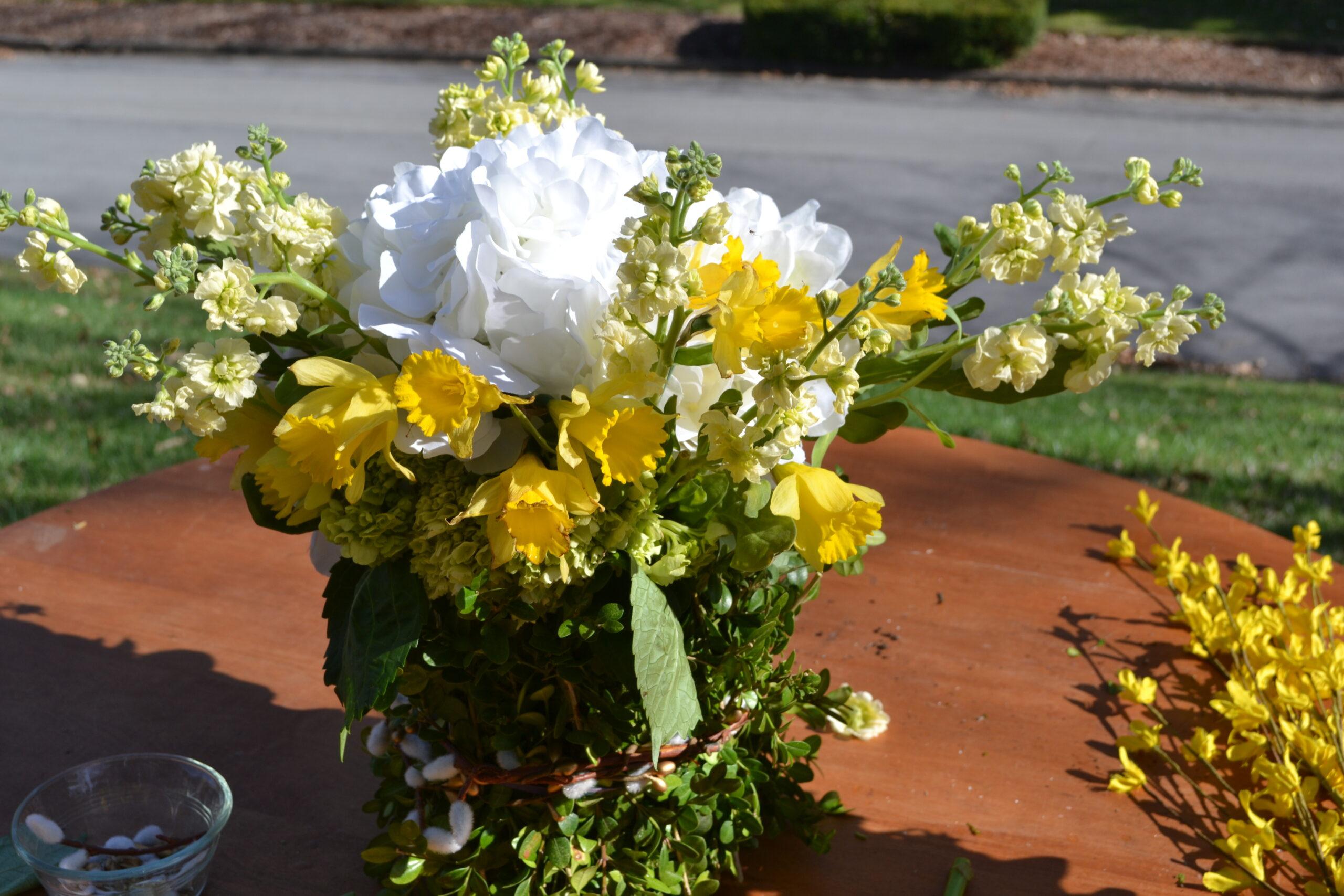 Arranging daffodils in vase Liz Bushong