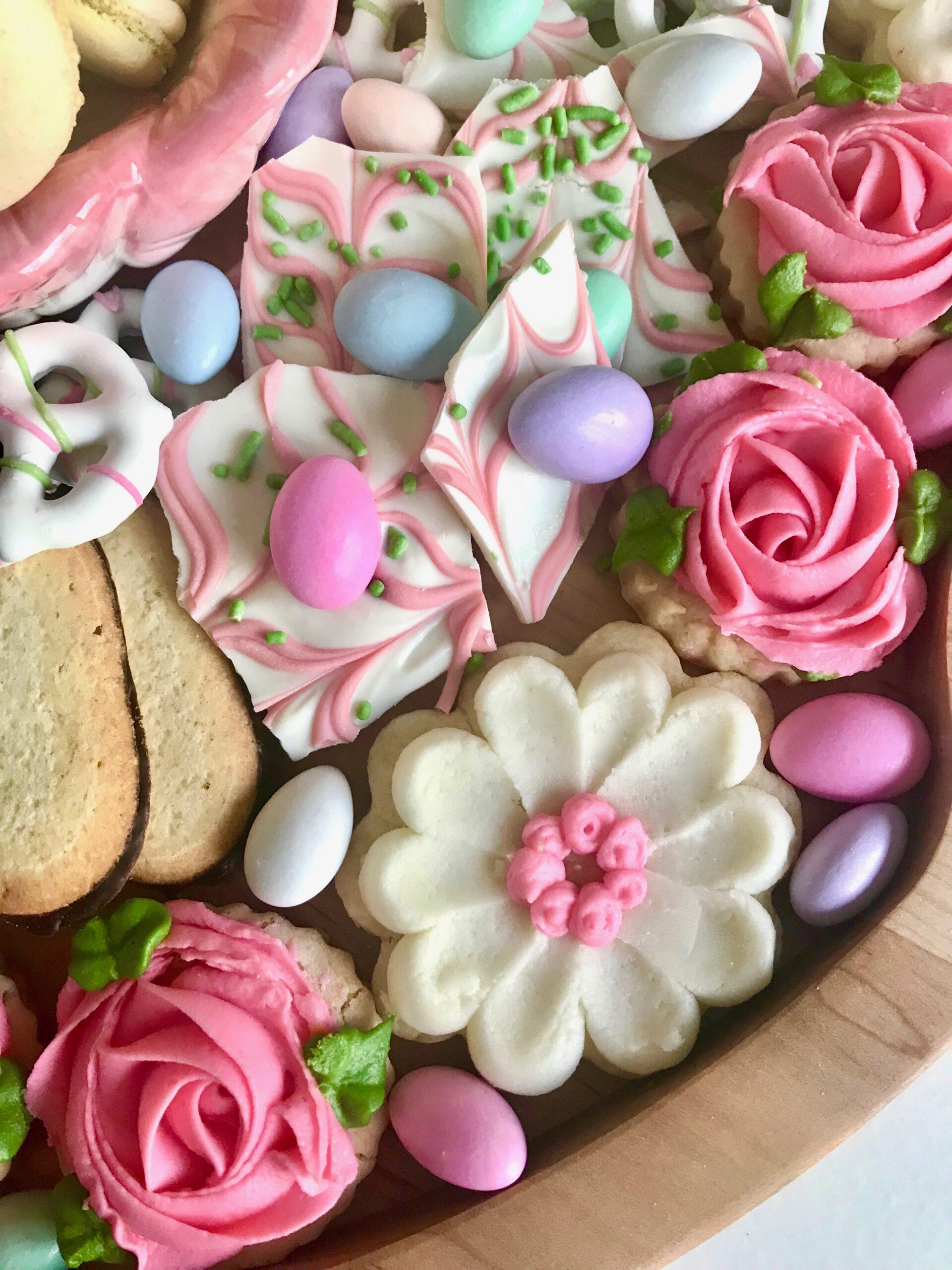 Rose Flower Butter Cookies Liz Bushong   Cookie Candy Board For Easter Lizbushong.com  Scaled 