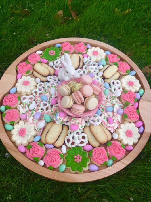 Easter Cookie Candy board Bunny macrons lizbushong.com