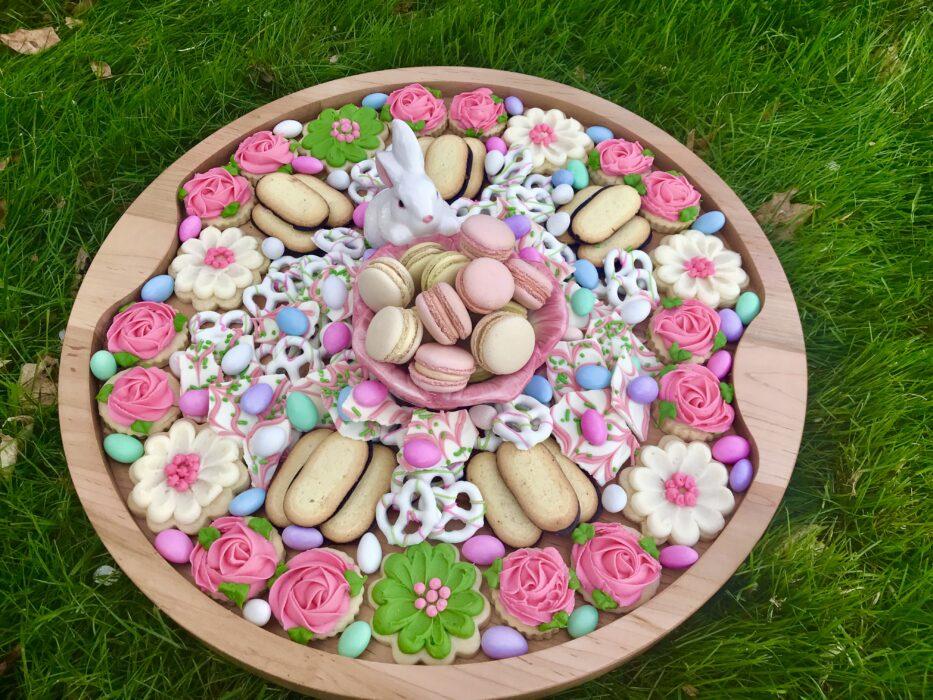 Easter Cookie Candy board Bunny macrons lizbushong.com