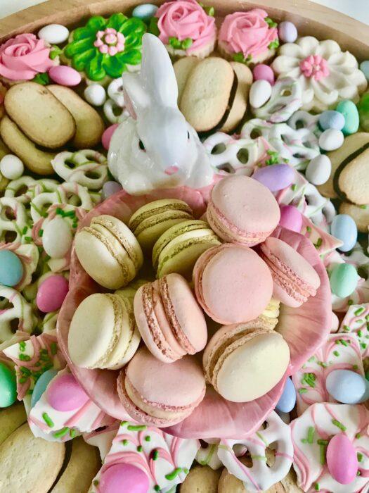 Easter Cookie Candy board Bunny macrons lizbushong.com