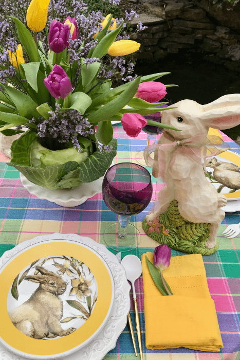 How to make spring bunny tablescape lizbushong.com
