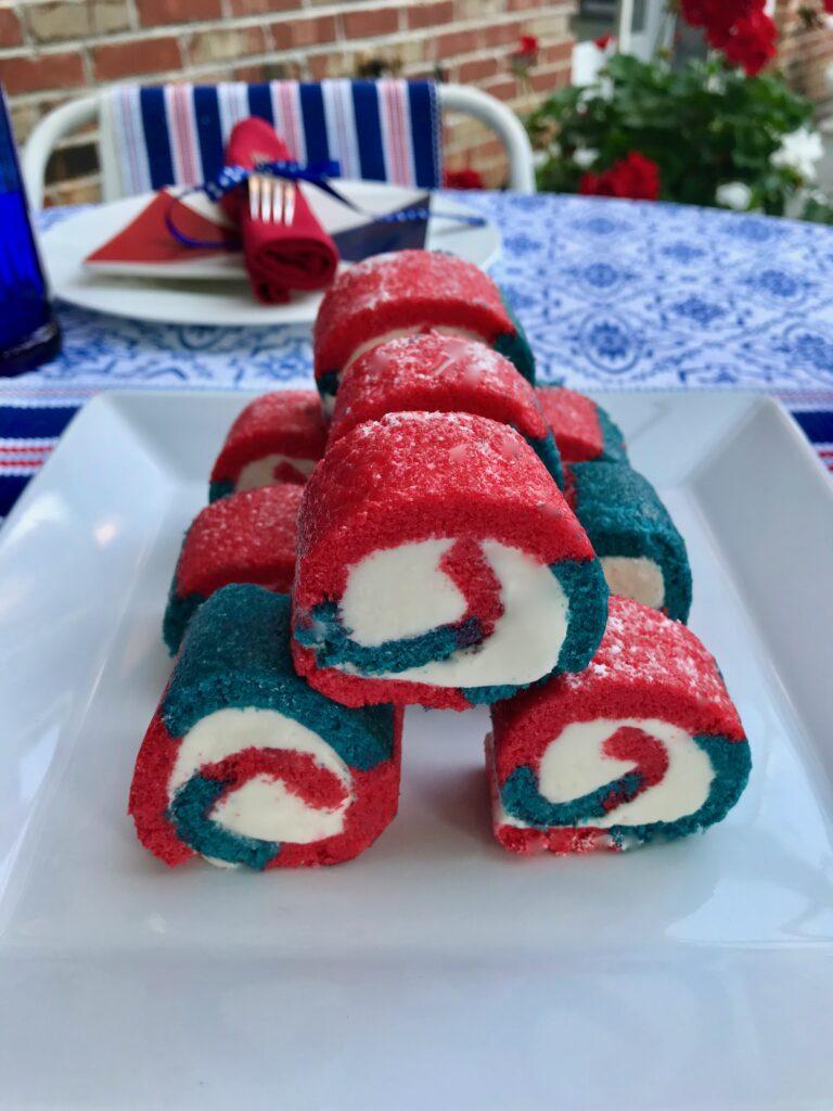 Mini Red, White & Blue Cake Rolls