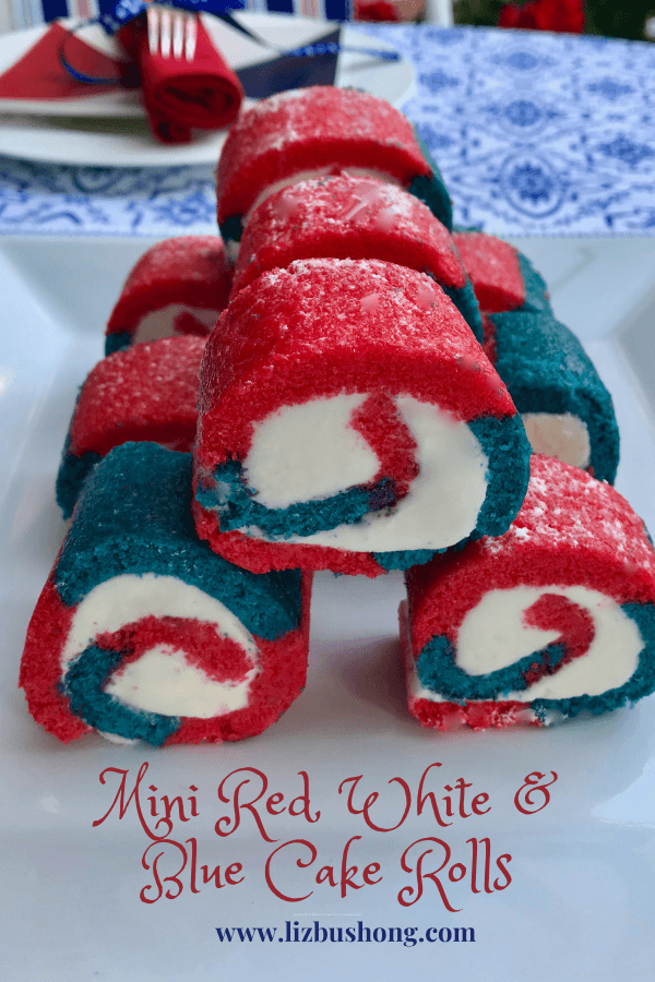 How to make mini red white & blue cake rolls lizbushong.com