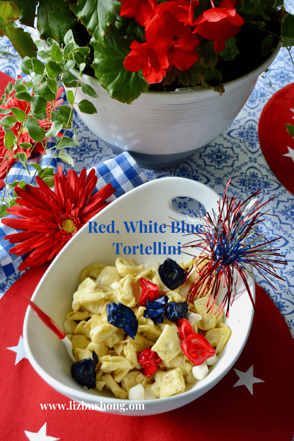 Red, White and Blue Tortellini Pasta Salad/Kabobs/charcuterie lizbushong.com