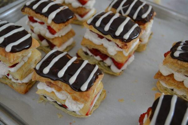 How to garnish mini  strawberry napoleons with vanilla glaze creating web design lizbushong.com