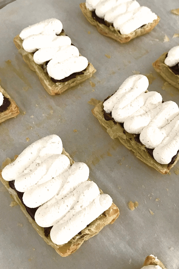 How to make Mini Strawberry Napoleons-ganache, whipped cream, layer lizbushong.com