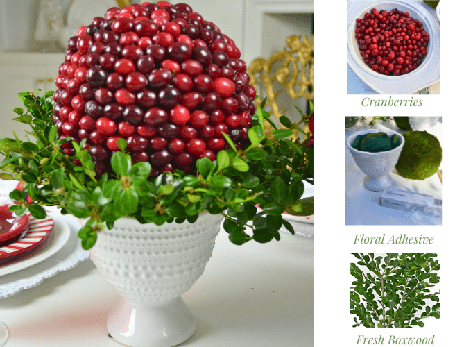 Cranberry Boxwood Topiary DIY