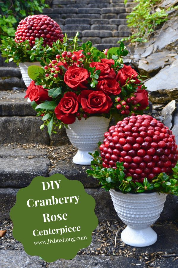 Cranberry rose centerpieces DIY project for Christmas lizbushong.com