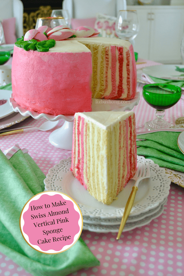 How to Make Swiss Almond Vertical pink cake lizbushong.com
