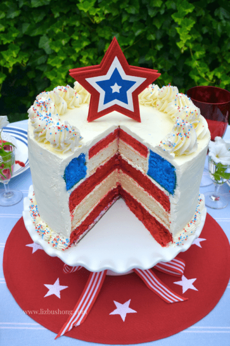 How to make a round 9" American Flag Cake with Swiss Meringue Frosting