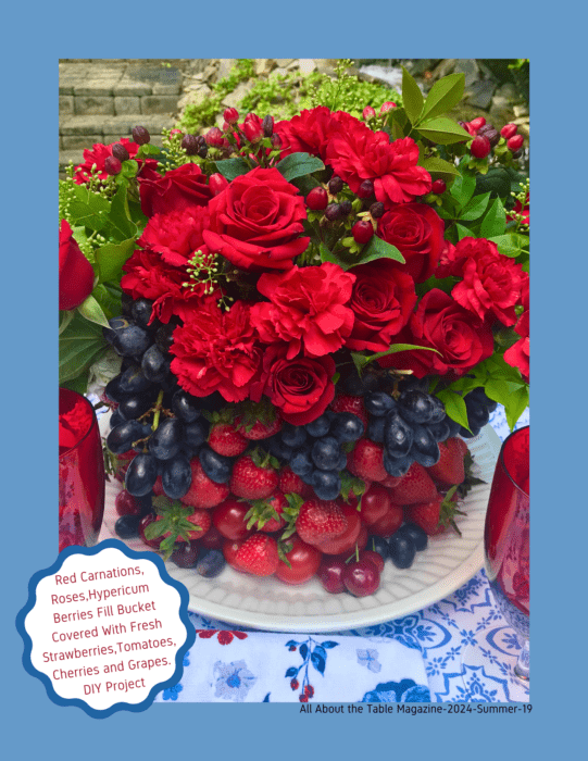 How to make a fruited vase using fresh berries for a patriotic table centerpiece