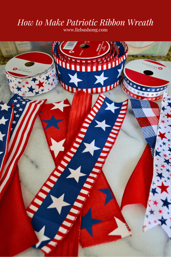 How to make a Patriotic Ribbon Wreath-Ribbon Selections lizbushong.com