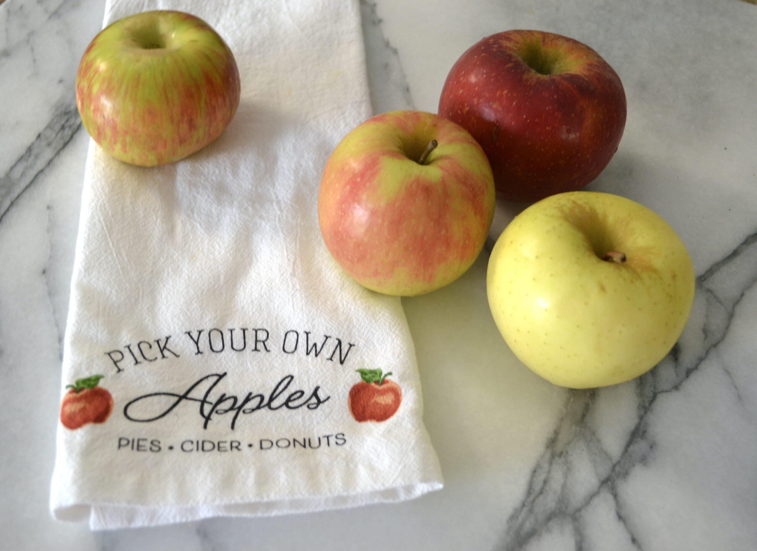 Apple Towel with Fresh Apples for apple photo shoot