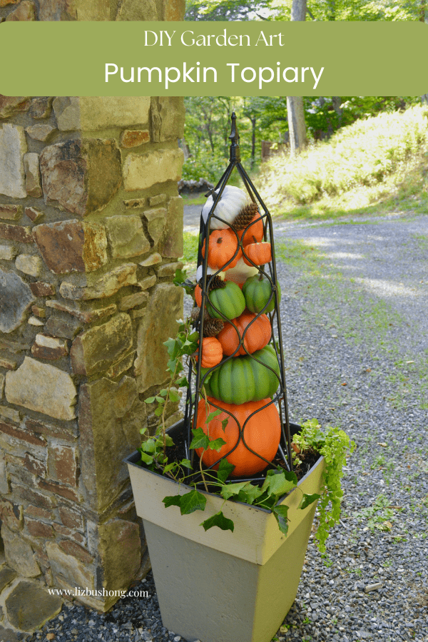 DIY Garden Art Pumpkin Topiary