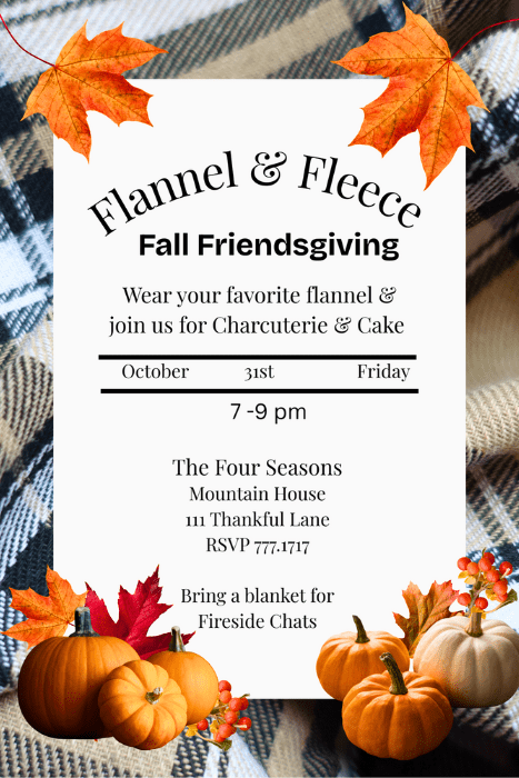 Flannel & Fleece Friendsgiving invitational lizbushong.com