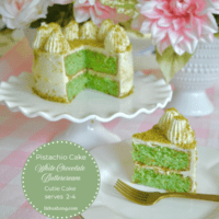 How to Make Pistachio Cake with White Chocolate Buttercream Cutie Cake- Serves 2-4 lizbushong.com