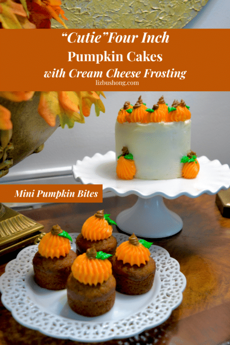 Cutie Pumpkin Cake with Cream Cheese Frosting & Pumpkins lizbushong.com
